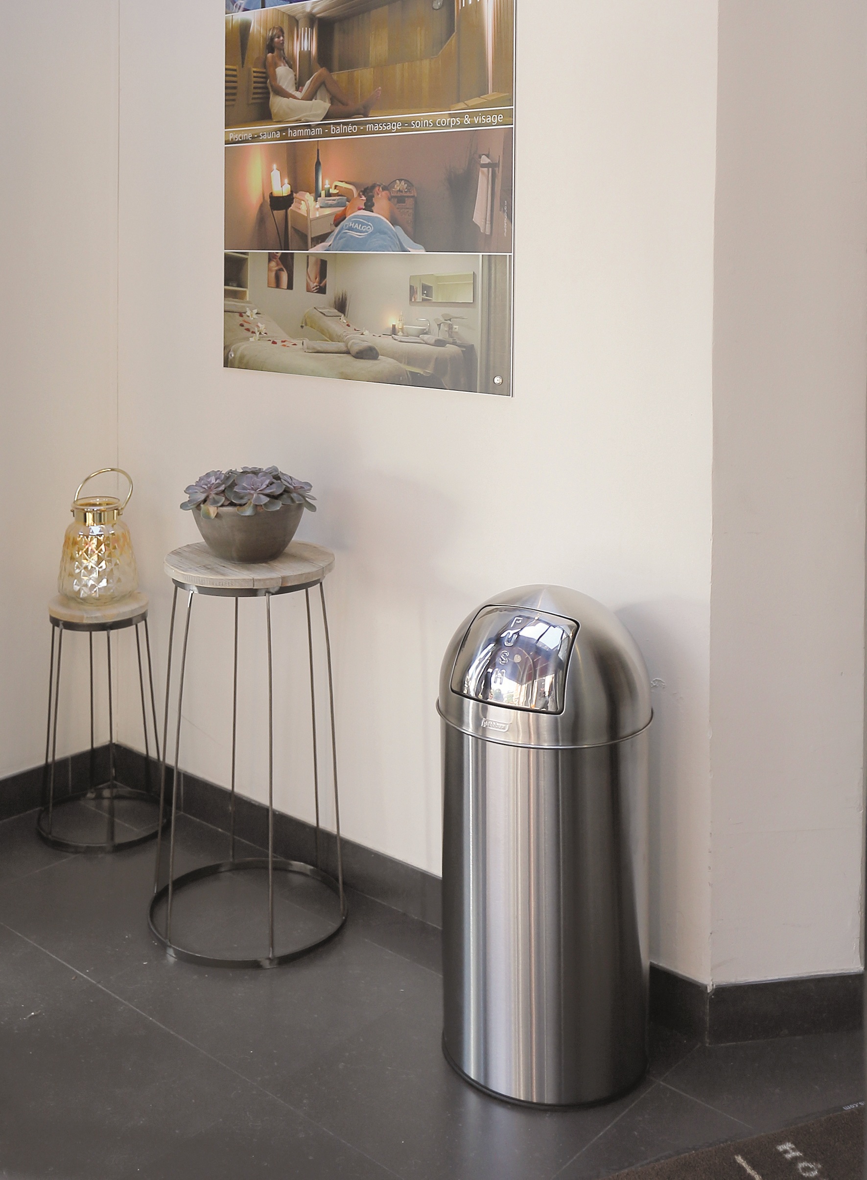 Umanjena slika proizvoda Okrugla inox kanta sa poklopcem Push Bin